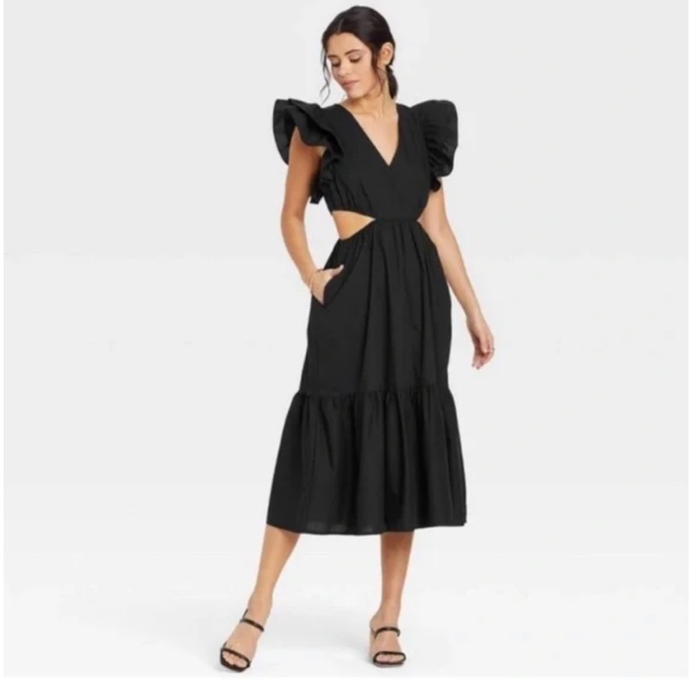 Elegant Black Puff Sleeve Dress